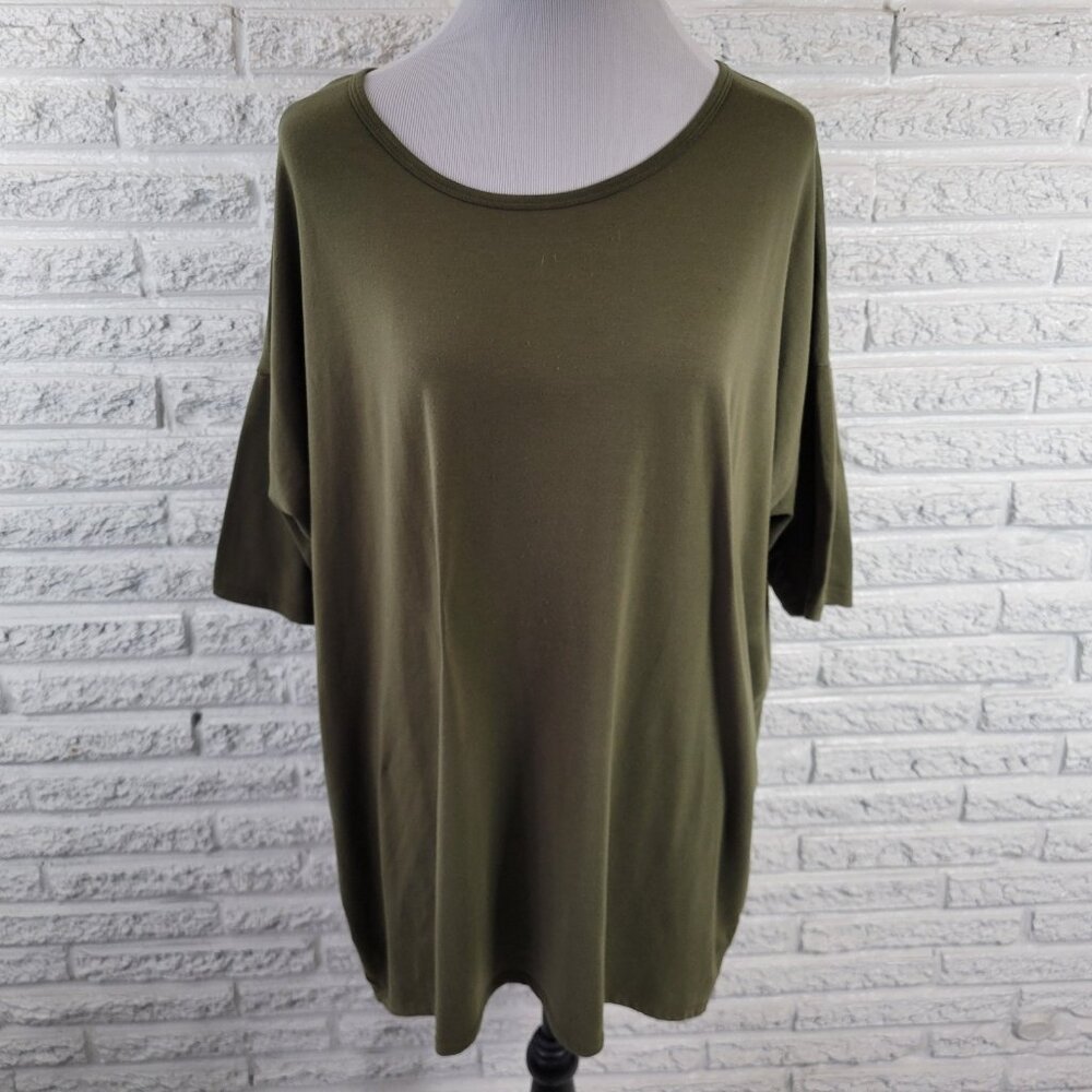 LuLaRoe Womens XL Green Jersey T-Shirt Scoop Neck Short Sleeve Stretch GRE37E
